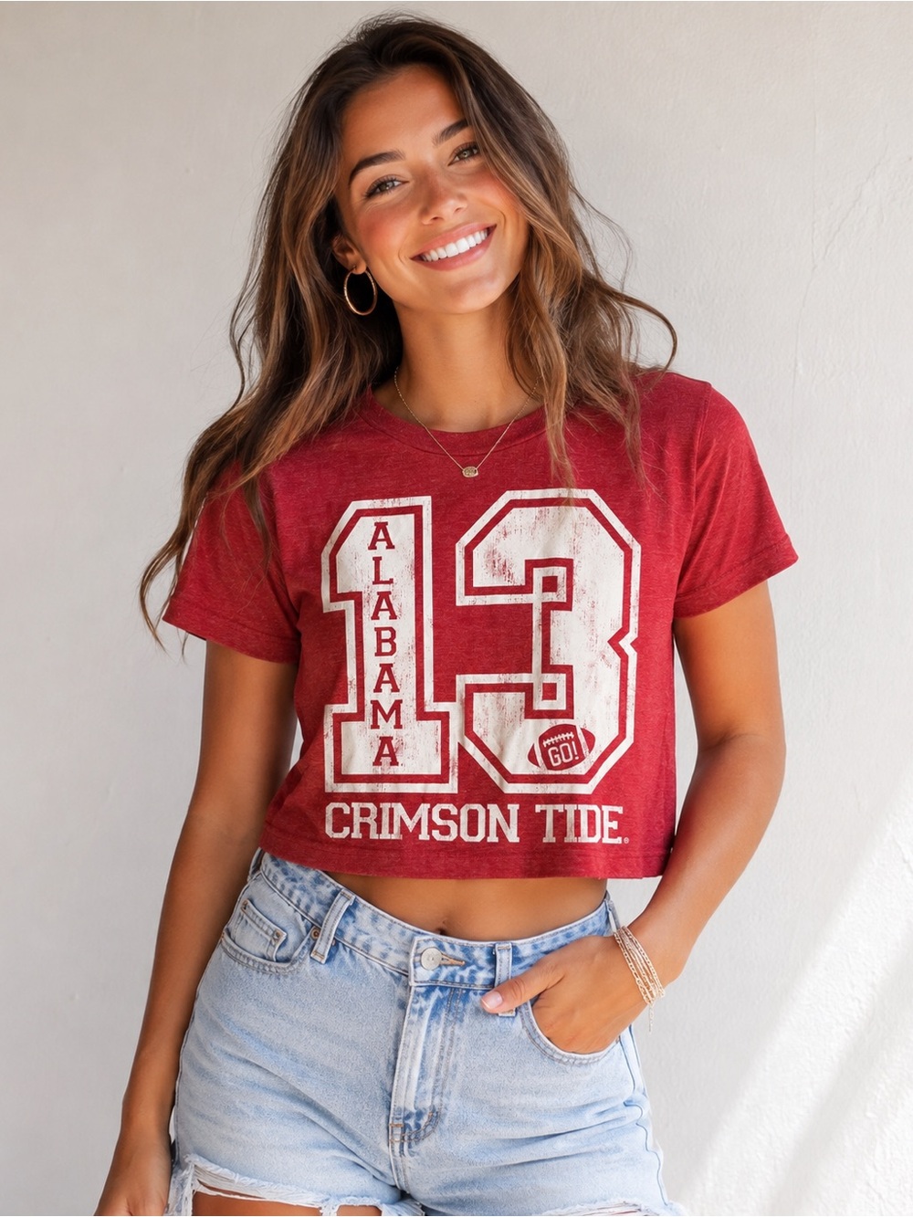 Alabama Crimson Tide 13 Cropped Tee Medium Game Day